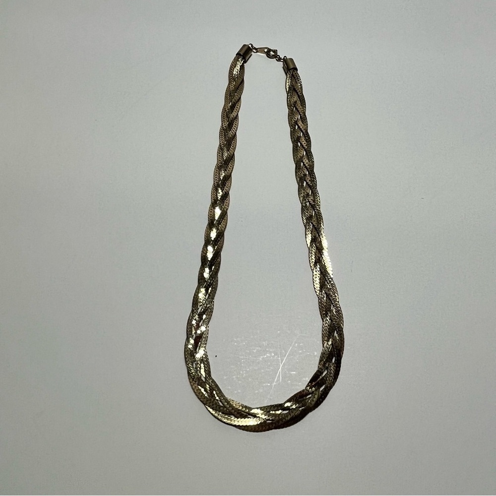Vintage Gold Braided Faux, Costume Necklace